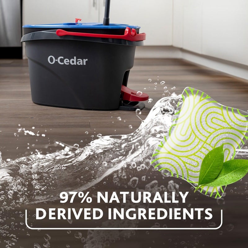 o cedar نظام تنظيف الأرضيات مع دلو وممسحة ميكروفايبر EasyWring RinseClean مع 2 إعادة تعبئة إضافية مع حزمة الحمضيات (حزمة متنوعة) - Image 4
